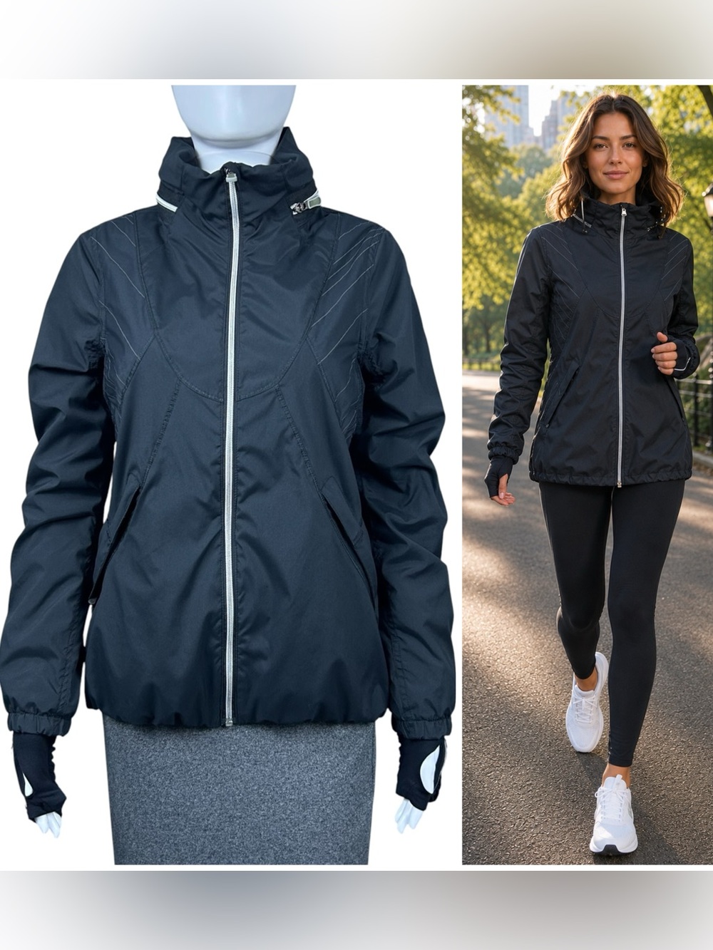 Lululemon Run Hustle Jacket Womens 6 Full Zip Hooded Reflective Running Hiking
